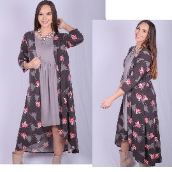 COWGIRL BULL FLORAL CARDIGAN DUSTER KIMONO XXL-3X - Picture 2 of 8